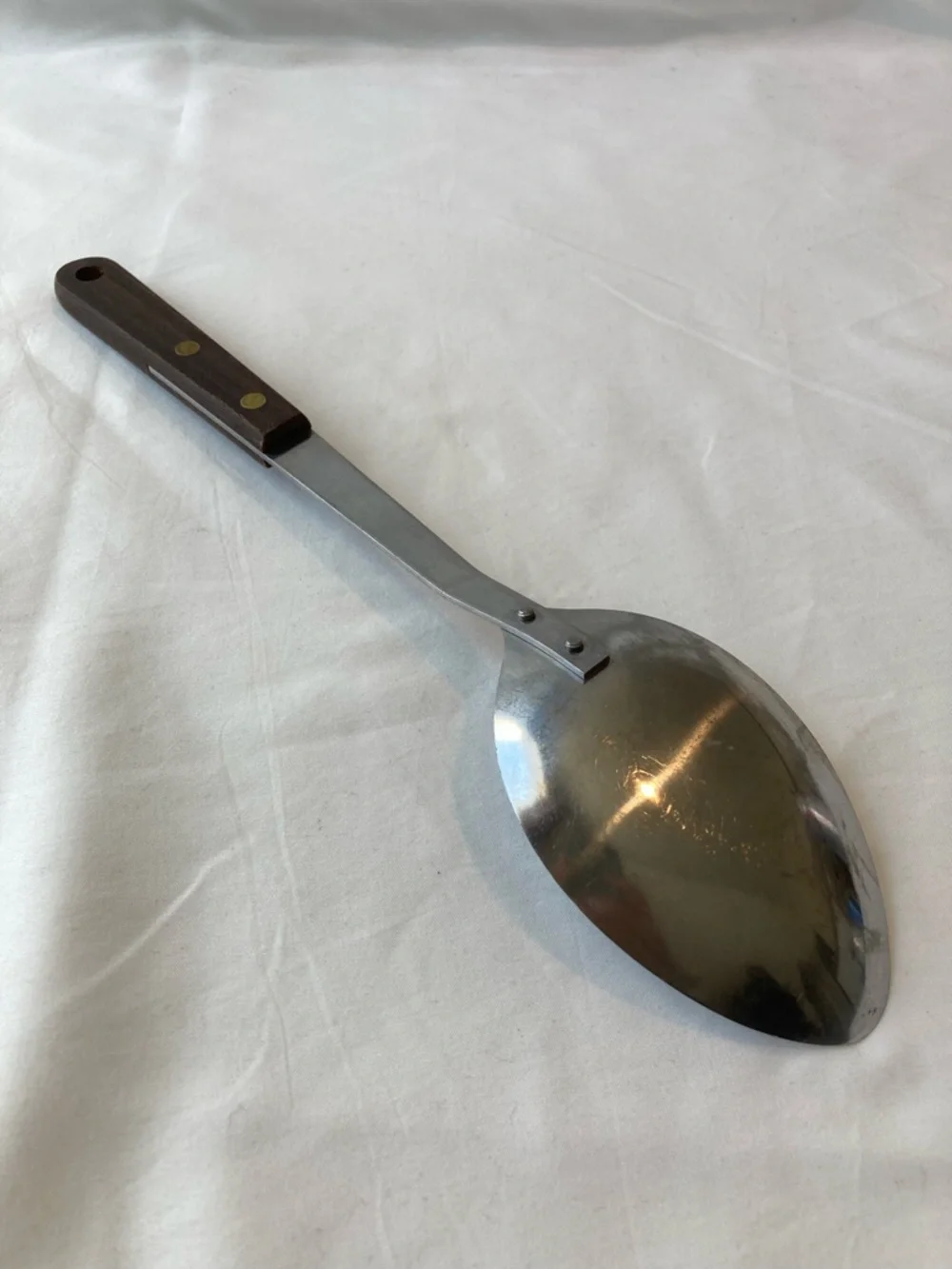 Vintage Stainless Steel Spoon Wooden Rivet Handle Farmhouse Cottagecore Kitchen